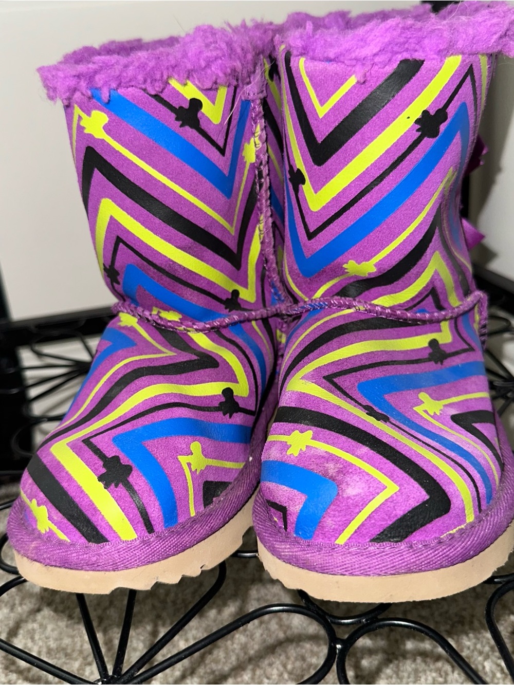 UGG Girls Bright Purple Bailey Ribbon Back Boots Sz 12